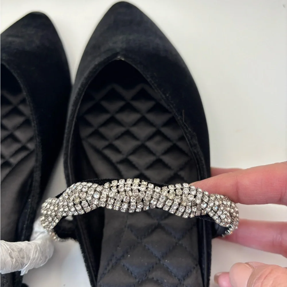 Birdies Black Velvet Mules with Rhinestone Accent - Picture 7 of 11